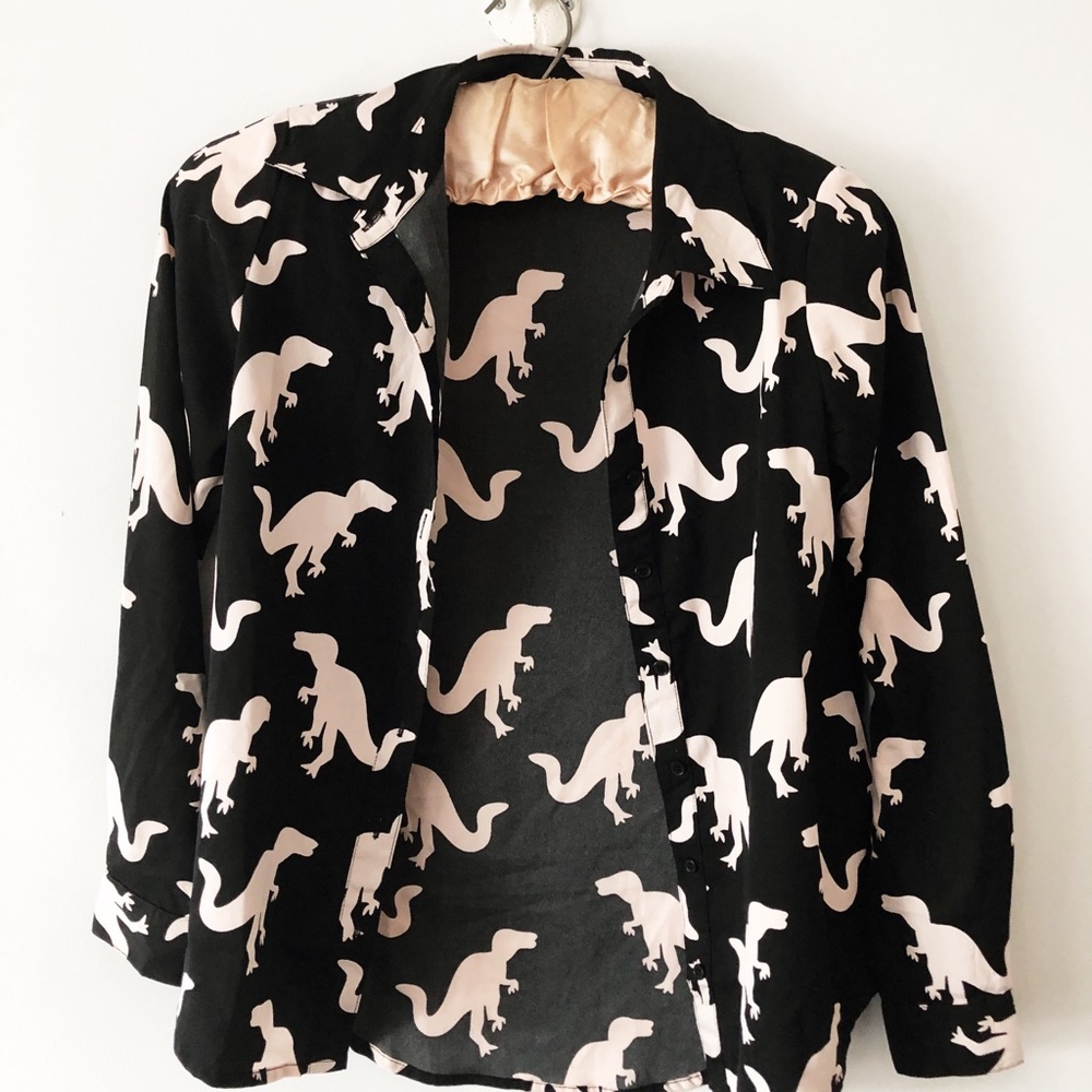 Dino-Print Button up Blouse